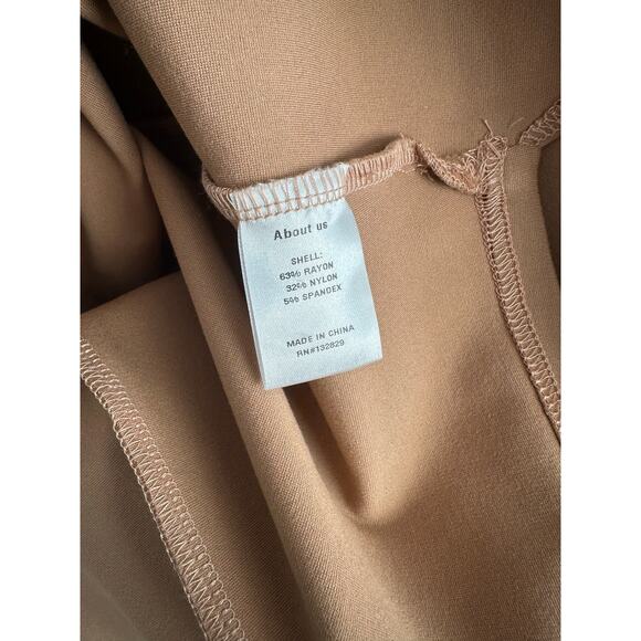 NEW Revolve About Us Camel Brown Asymmetrical Midi Bodycon Slit Dress Size XS - Picture 11 of 12